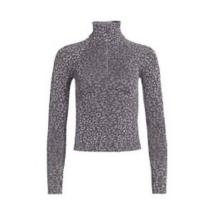 FP Movement Free People Quarter Zip Pullover Long Sleeve Top‎ Leopard Print- XS